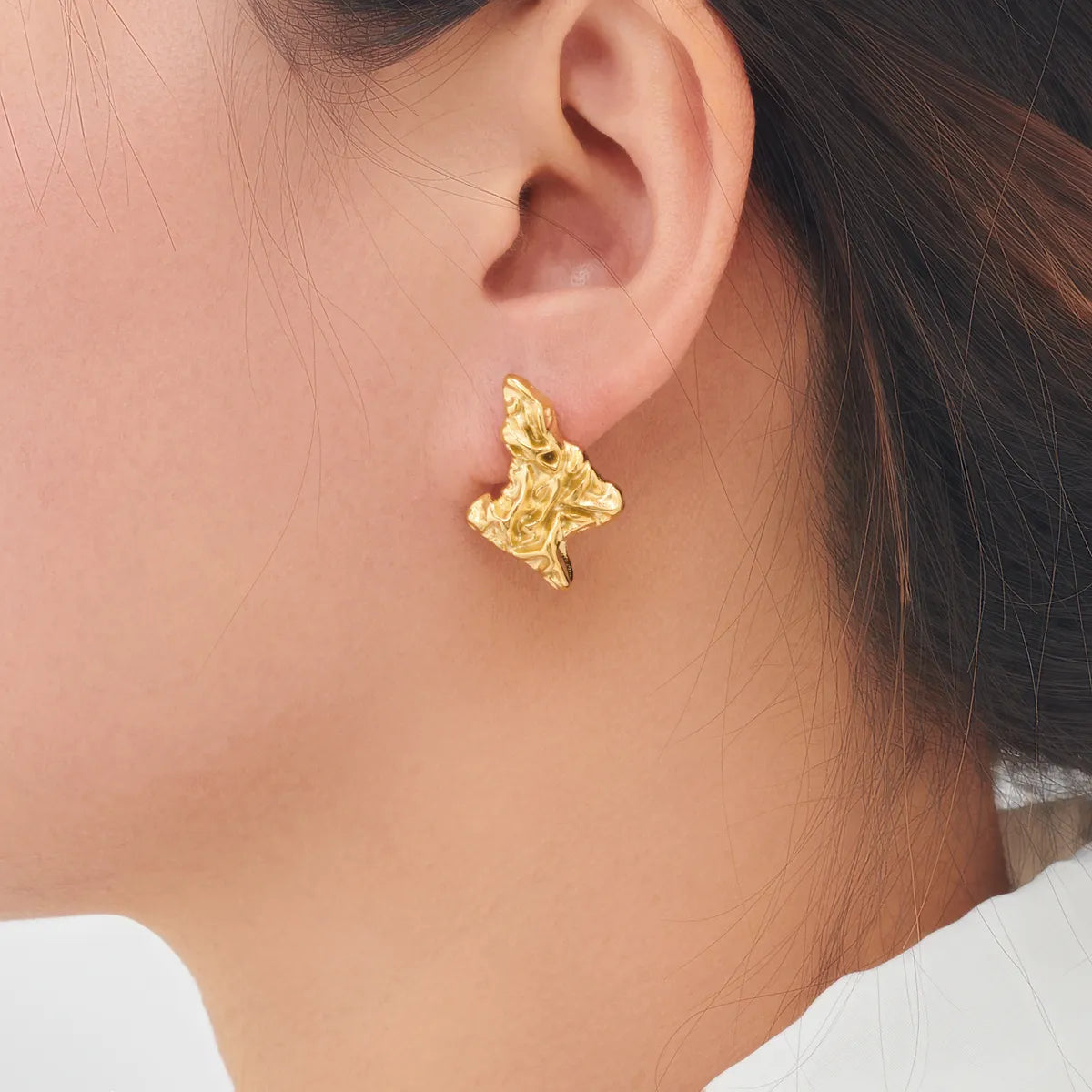 1 Pair Exaggerated Streetwear Triangle Heart Shape Flower Plating 304 Stainless Steel 18K Gold Plated Ear Studs