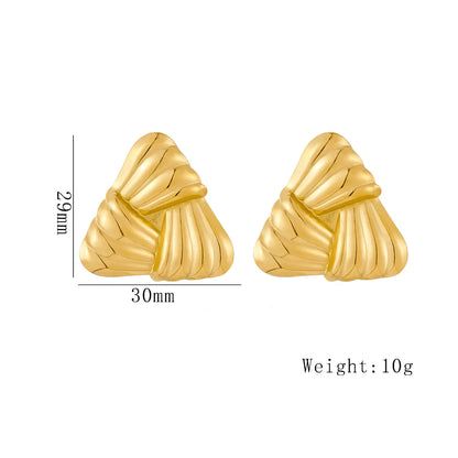 1 Pair Exaggerated Streetwear Triangle Heart Shape Flower Plating 304 Stainless Steel 18K Gold Plated Ear Studs