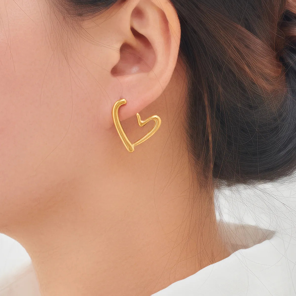 1 Pair Exaggerated Streetwear Triangle Heart Shape Flower Plating 304 Stainless Steel 18K Gold Plated Ear Studs