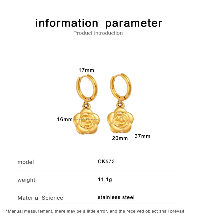 1 Pair Exaggerated Sweet Commute Flower Plating 304 Stainless Steel 316 Stainless Steel  18K Gold Plated Drop Earrings