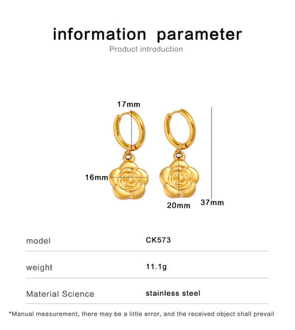 1 Pair Exaggerated Sweet Commute Flower Plating 304 Stainless Steel 316 Stainless Steel  18K Gold Plated Drop Earrings