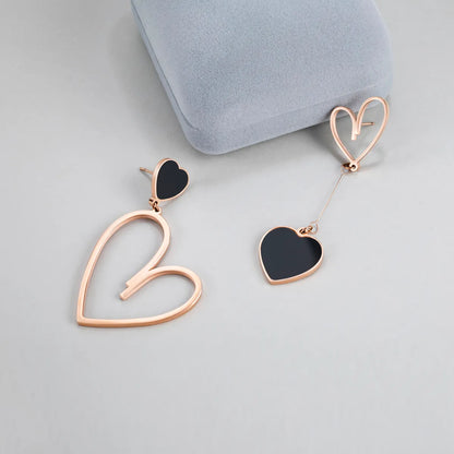 1 Pair Exaggerated Sweet Heart Shape Plating Inlay Stainless Steel Shell Rose Gold Plated Drop Earrings