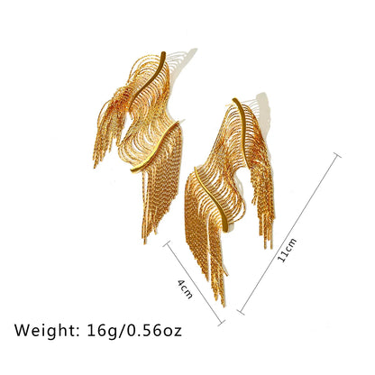 1 Pair Exaggerated Tassel Plating Alloy Copper Gold Plated Drop Earrings