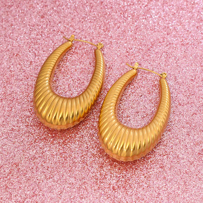 1 Pair Exaggerated U Shape Plating 304 Stainless Steel 18K Gold Plated Hoop Earrings