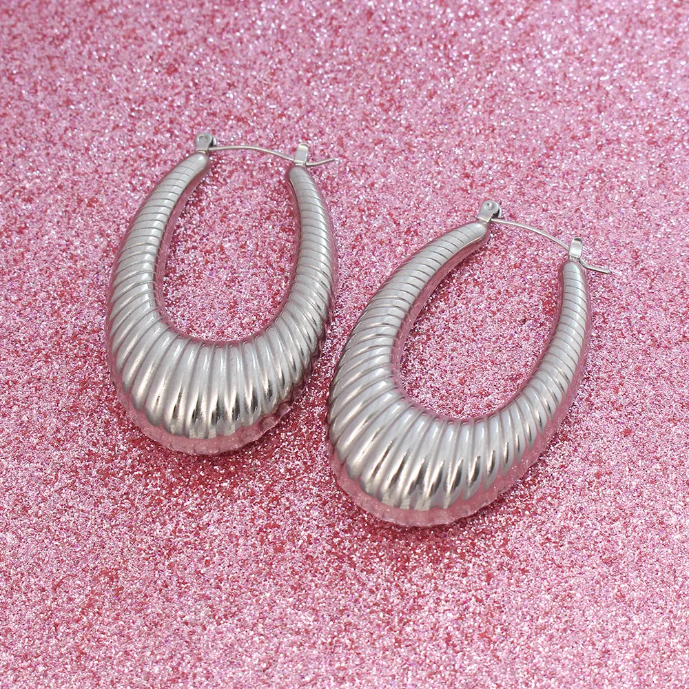 1 Pair Exaggerated U Shape Plating 304 Stainless Steel 18K Gold Plated Hoop Earrings