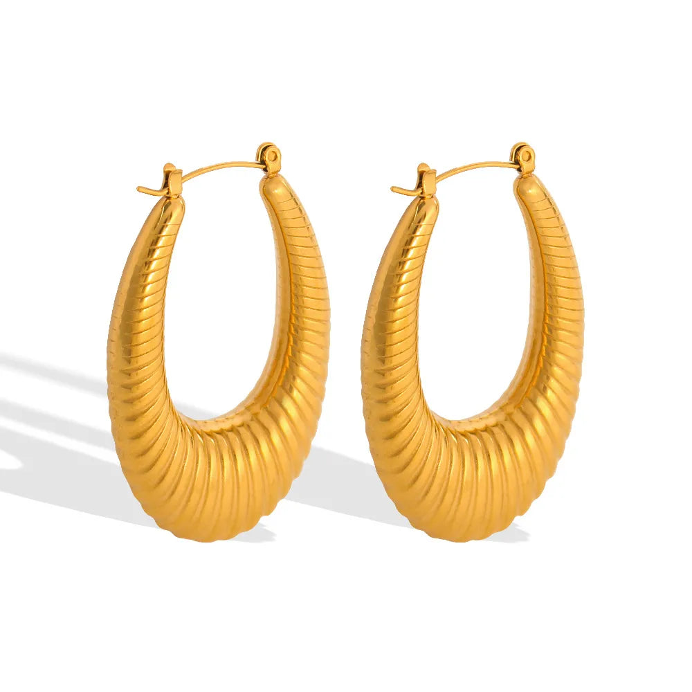 1 Pair Exaggerated U Shape Plating 304 Stainless Steel 18K Gold Plated Hoop Earrings