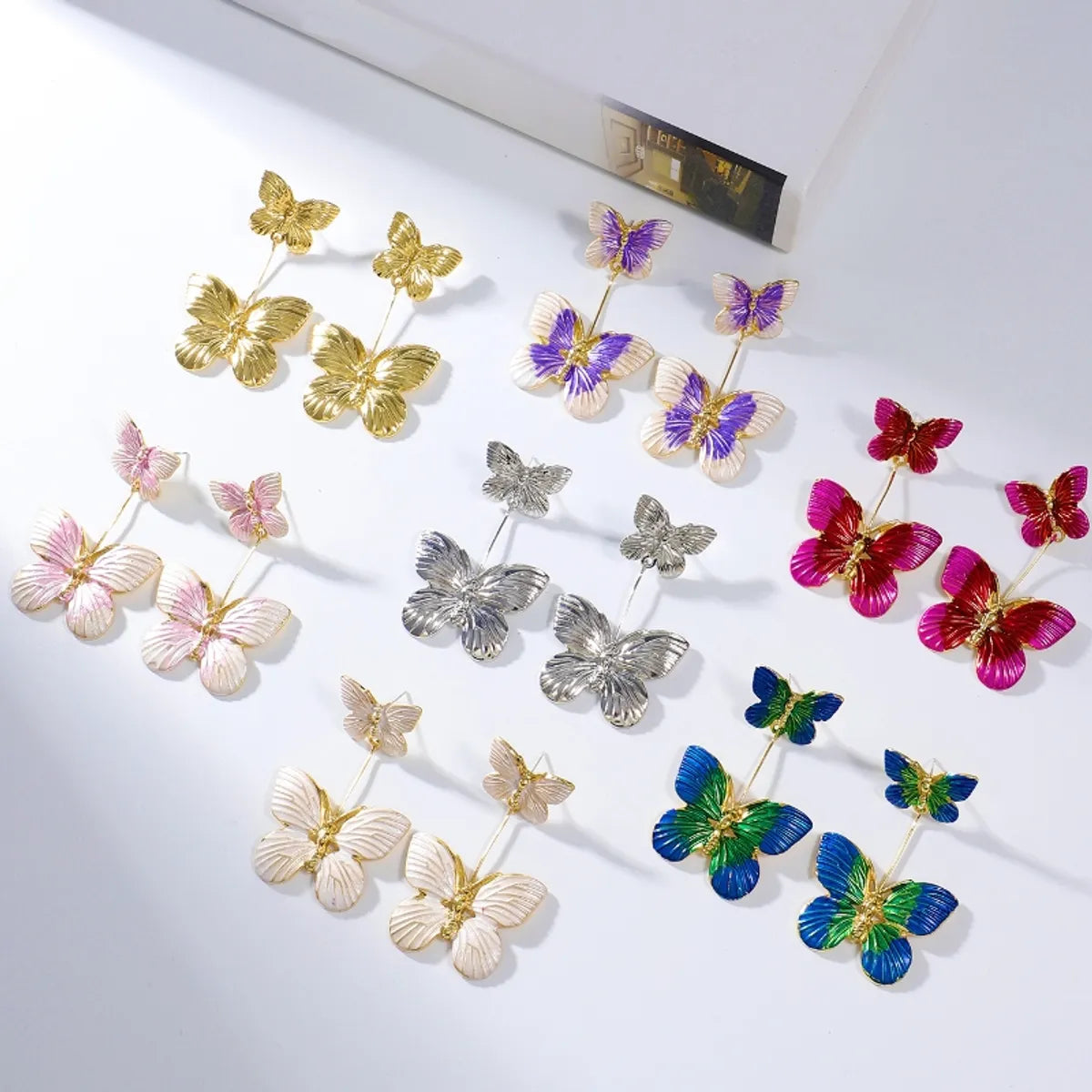 1 Pair Exaggerated Vacation Beach Butterfly Alloy 18K Gold Plated Drop Earrings