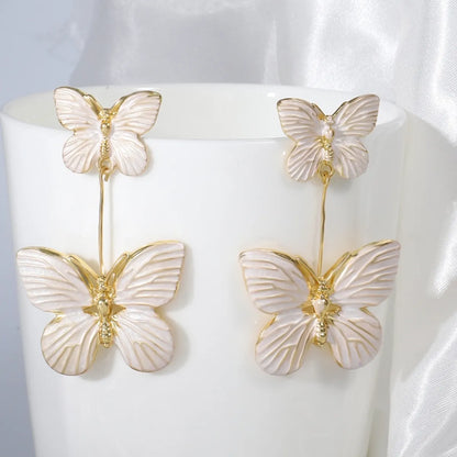 1 Pair Exaggerated Vacation Beach Butterfly Alloy 18K Gold Plated Drop Earrings