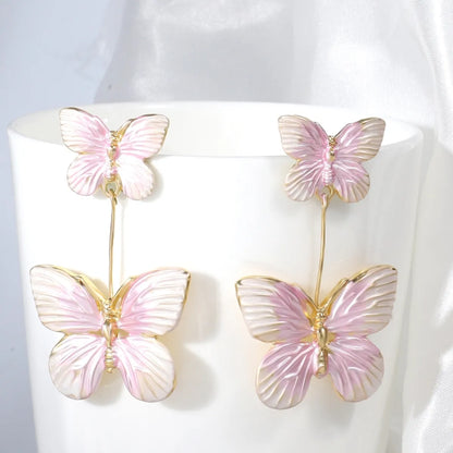 1 Pair Exaggerated Vacation Beach Butterfly Alloy 18K Gold Plated Drop Earrings