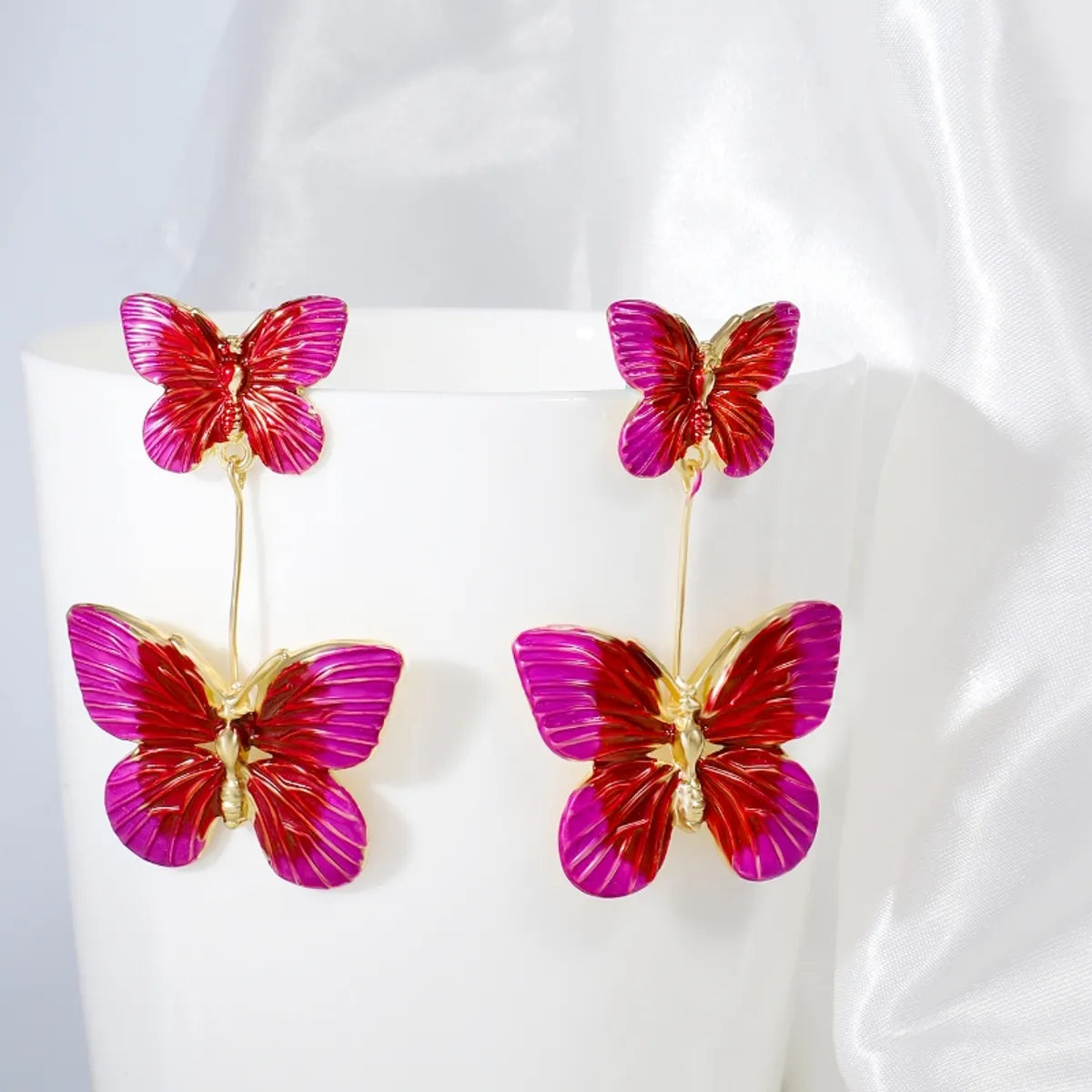 1 Pair Exaggerated Vacation Beach Butterfly Alloy 18K Gold Plated Drop Earrings