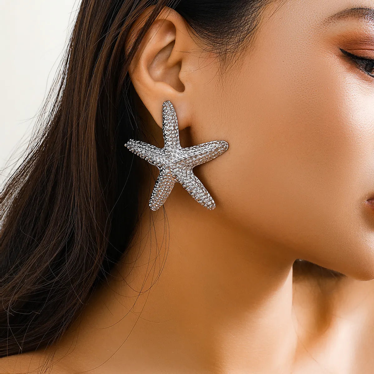 1 Pair Exaggerated Vacation Beach Starfish Plating Alloy Drop Earrings