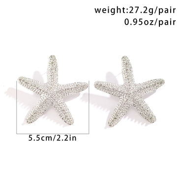 1 Pair Exaggerated Vacation Beach Starfish Plating Alloy Drop Earrings