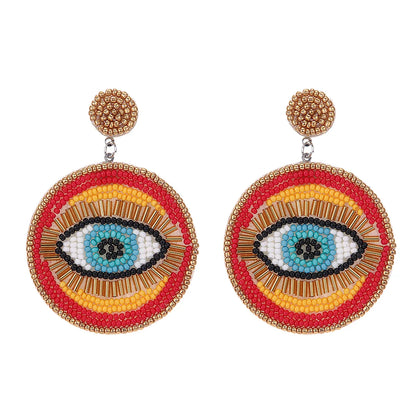 1 Pair Exaggerated Vacation Bohemian Devil'S Eye Beaded Glass Drop Earrings