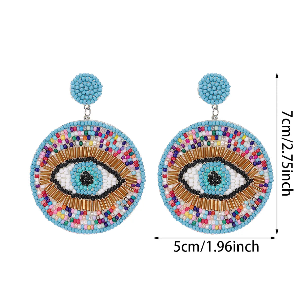 1 Pair Exaggerated Vacation Bohemian Devil'S Eye Beaded Glass Drop Earrings