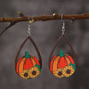 1 Pair Exaggerated Vacation Funny Halloween Pattern Pumpkin Painted Lacquer Painting Alloy Wood Drop Earrings