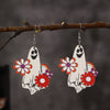 1 Pair Exaggerated Vacation Funny Halloween Pattern Pumpkin Painted Lacquer Painting Alloy Wood Drop Earrings