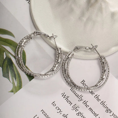 1 Pair Exaggerated XUPING Simple Style Geometric Irregular 304 Stainless Steel Hoop Earrings