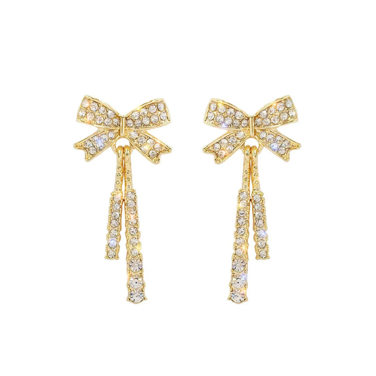 1 Pair Fairy Style Bow Knot Plating Inlay Alloy Zircon Drop Earrings