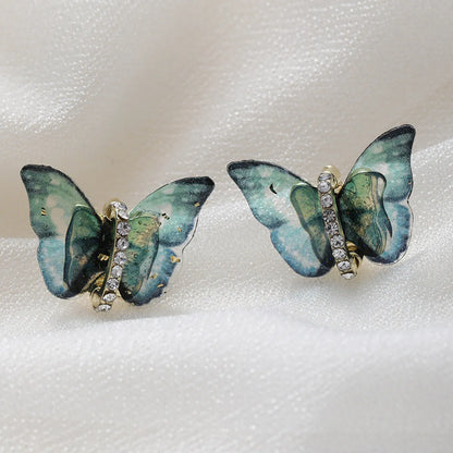 1 Pair Fairy Style Butterfly Plating Inlay Metal Zircon Gold Plated Ear Studs