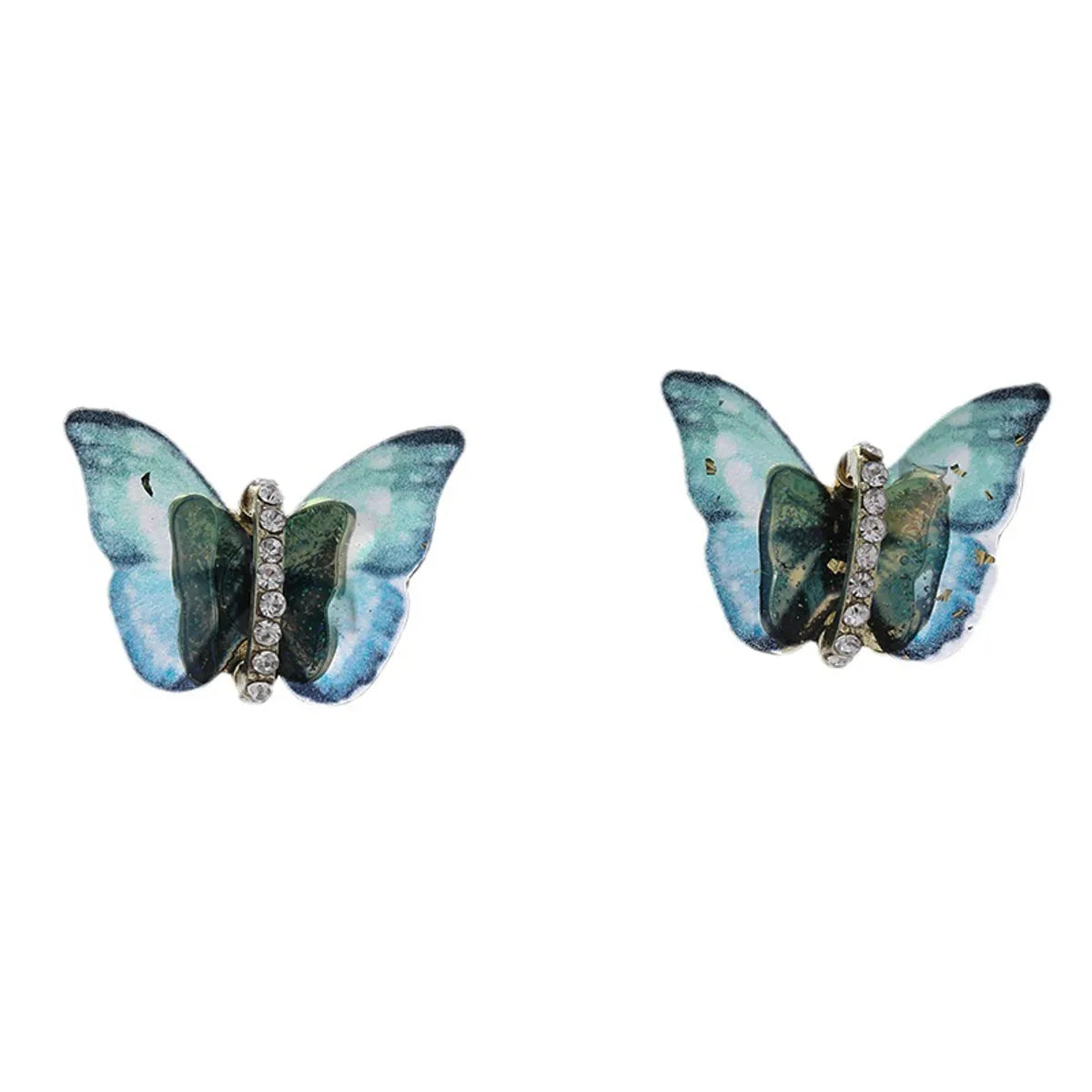 1 Pair Fairy Style Butterfly Plating Inlay Metal Zircon Gold Plated Ear Studs