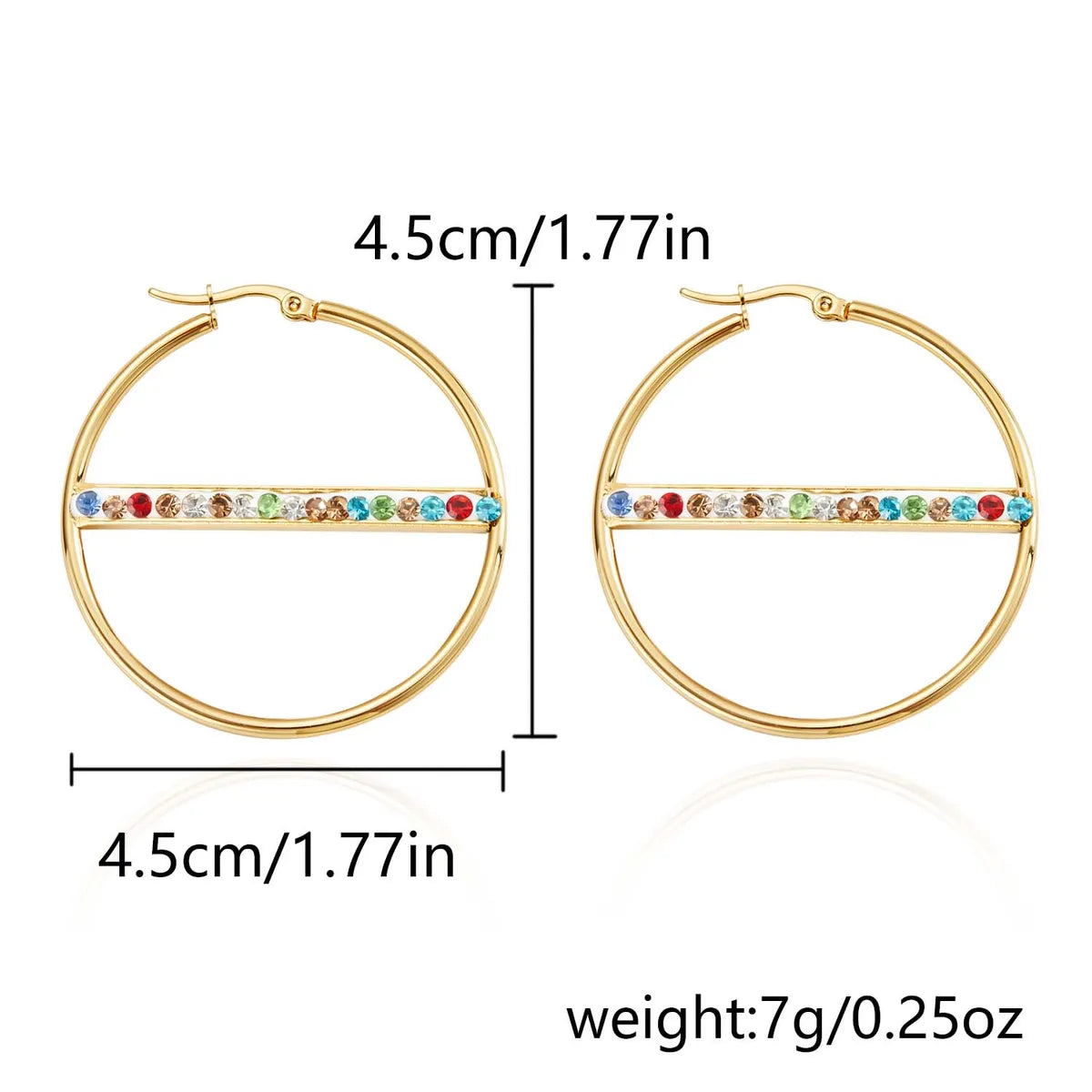 1 Pair Fairy Style Elegant Lady Round Inlay 201 Stainless Steel Rhinestones Hoop Earrings