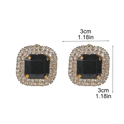 1 Pair Fairy Style Elegant Streetwear Square Inlay Copper Rhinestones Ear Studs