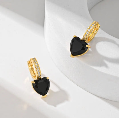 1 Pair Fairy Style IG Style Heart Shape Inlay Copper Zircon Drop Earrings