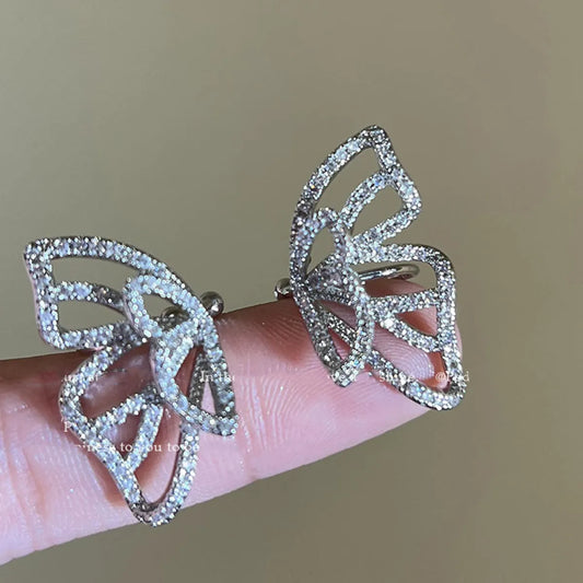 1 Pair Fairy Style Korean Style Butterfly Inlay Alloy Rhinestones Ear Cuffs