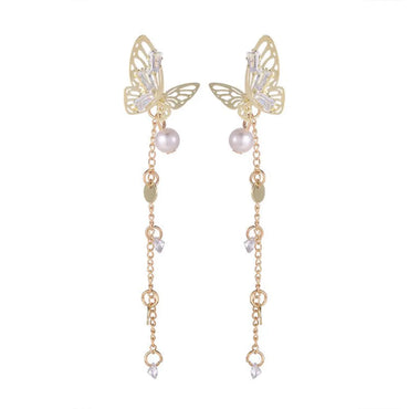 1 Pair Fairy Style Korean Style Butterfly Pearl Alloy Drop Earrings