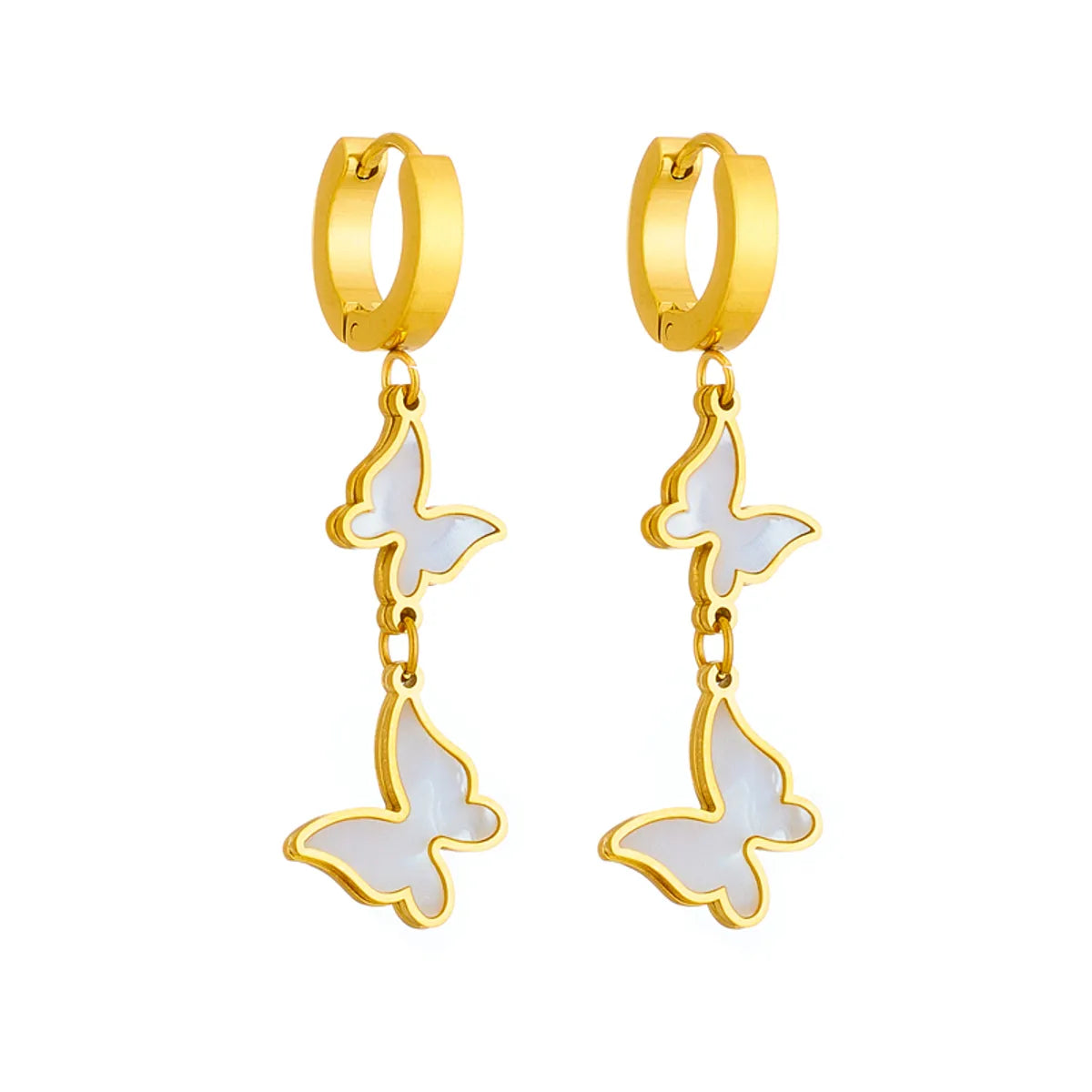 1 Pair Fairy Style Korean Style Butterfly Plating Titanium Steel 18k Gold Plated Drop Earrings