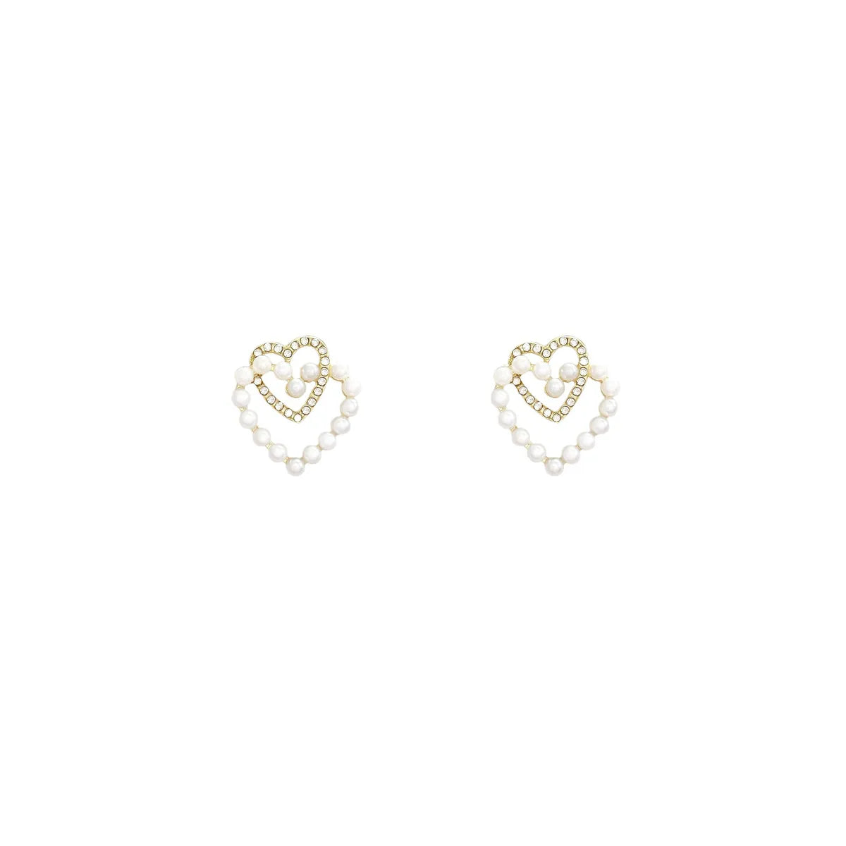 1 Pair Fairy Style Korean Style Heart Shape Inlay Alloy Artificial Pearls Zircon Ear Studs