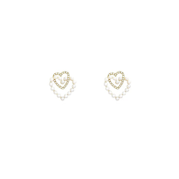 1 Pair Fairy Style Korean Style Heart Shape Inlay Alloy Artificial Pearls Zircon Ear Studs