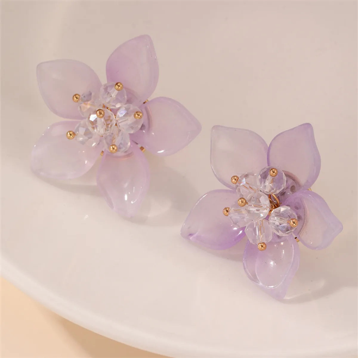 1 Pair Fairy Style Modern Style Sweet Flower Plastic Ear Studs