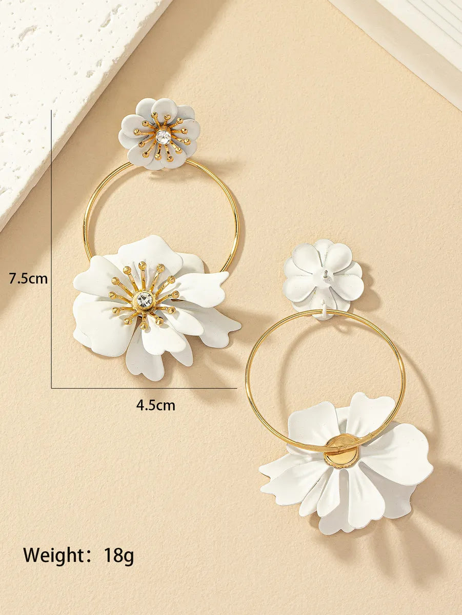 1 Pair Fairy Style Retro Korean Style Flower Plating Alloy Drop Earrings