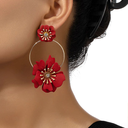 1 Pair Fairy Style Retro Korean Style Flower Plating Alloy Drop Earrings