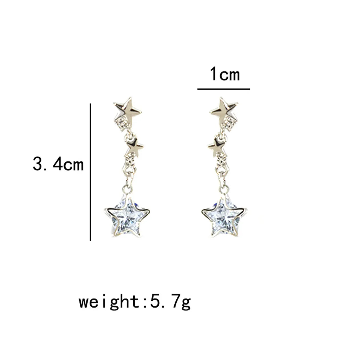 1 Pair Fairy Style Star Inlay Alloy Artificial Diamond Drop Earrings