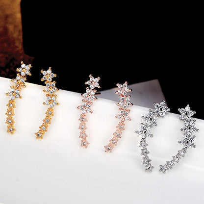 1 Pair Fairy Style Star Sterling Silver Plating Inlay Zircon Ear Studs