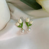 1 Pair Fairy Style Sweet C Shape Heart Shape Flower Imitation Pearl Alloy Earrings