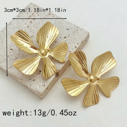 1 Pair Fairy Style Sweet Korean Style Round Flower Lotus Leaf HD-18918 Inlay 304 Stainless Steel Rhinestones Gold Plated Ear Studs