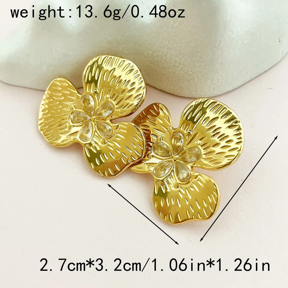 1 Pair Fairy Style Sweet Korean Style Round Flower Lotus Leaf HD-18918 Inlay 304 Stainless Steel Rhinestones Gold Plated Ear Studs