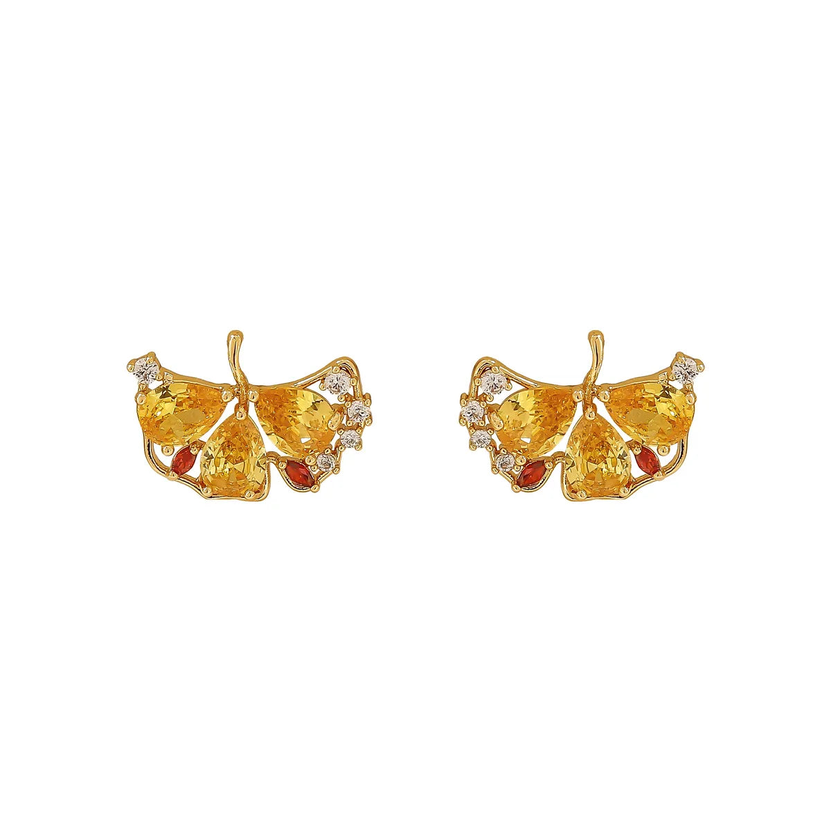 1 Pair Fairy Style Sweet Maple Leaf Plating Copper 18K Gold Plated Ear Studs