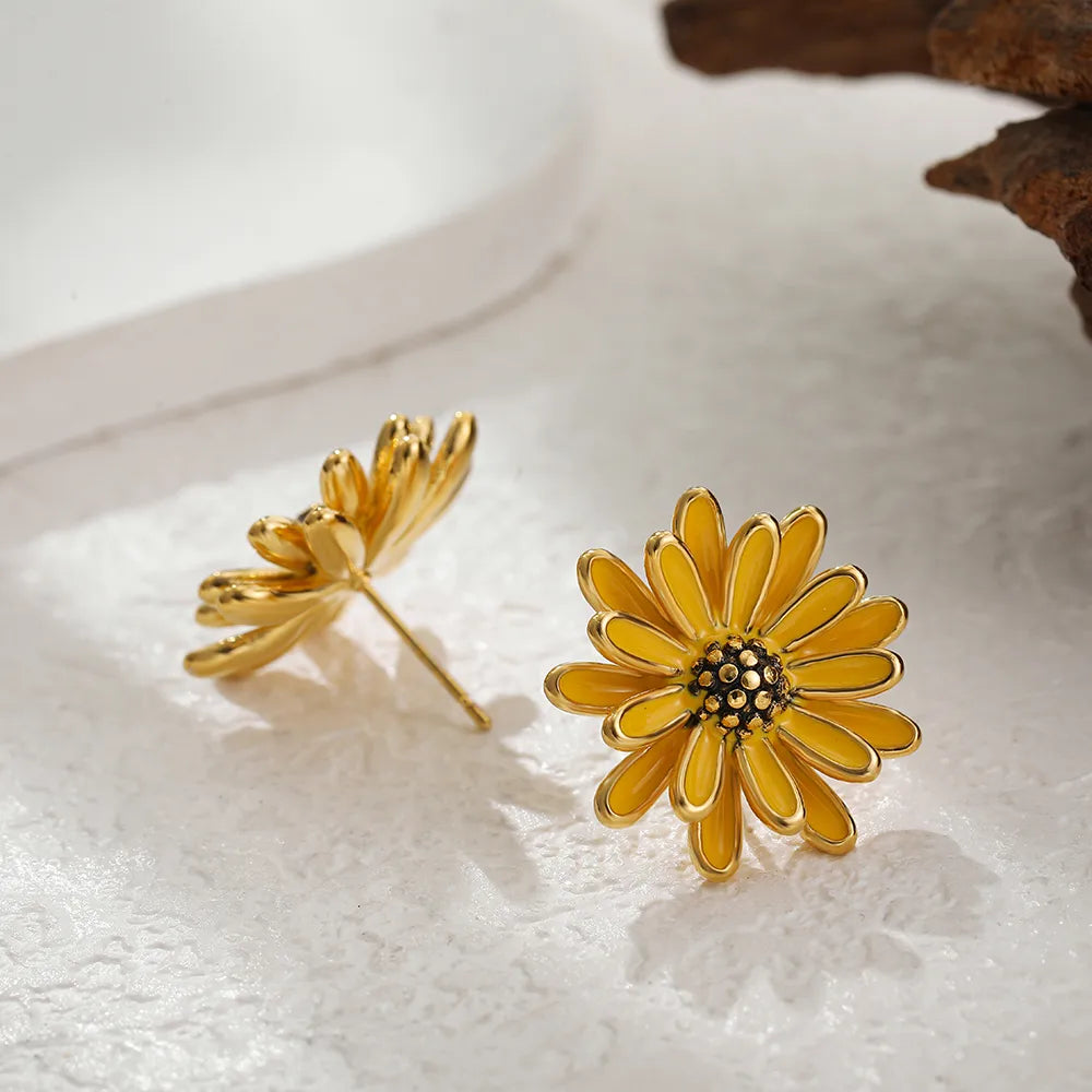 1 Pair Fairy Style Tropical Artistic Flower 304 Stainless Steel Ear Studs