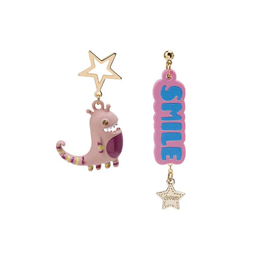 1 Pair Fashion Astronaut Dinosaur Alloy Enamel Women'S Drop Earrings