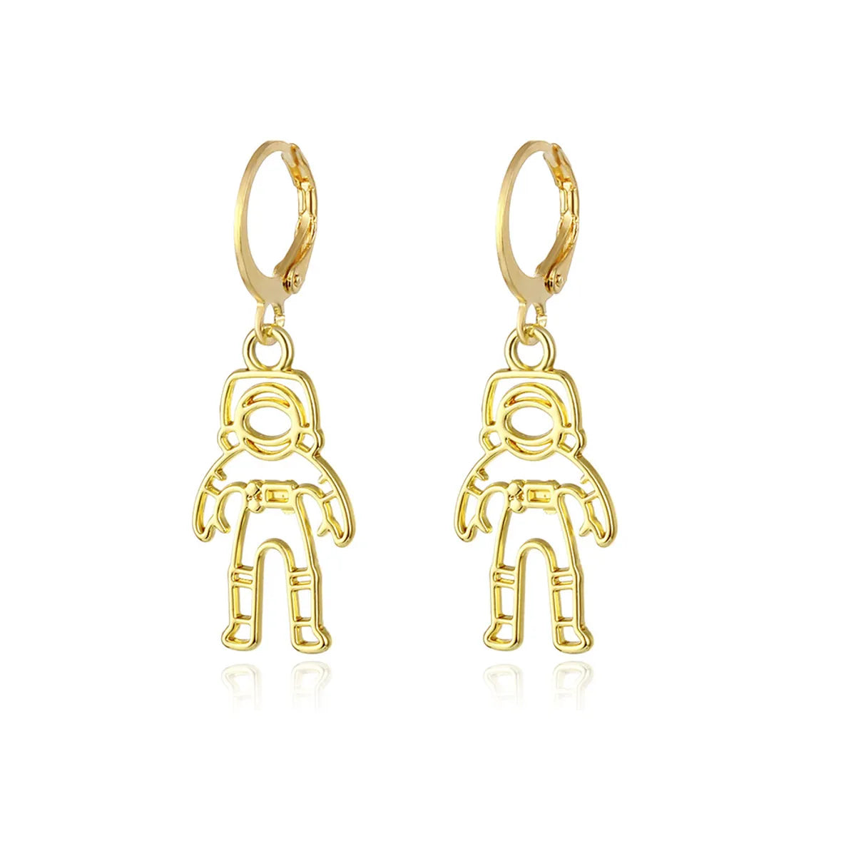 1 Pair Fashion Astronaut Rocket Planet Alloy Plating Hollow Out Women's Drop Earrings