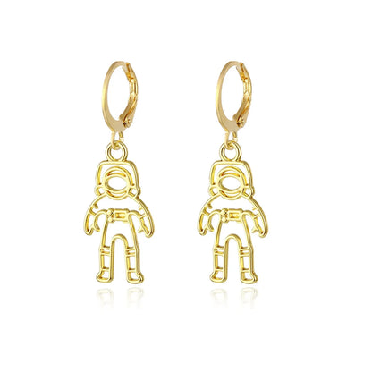 1 Pair Fashion Astronaut Rocket Planet Alloy Plating Hollow Out Women's Drop Earrings