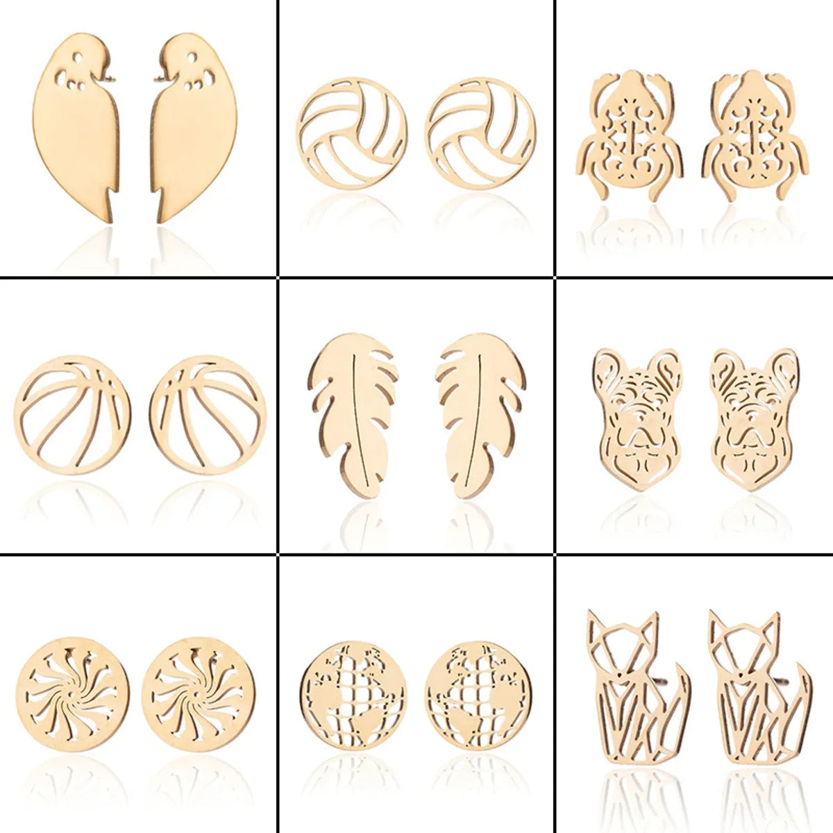 1 Pair Fashion Ball Stainless Steel Plating Ear Studs