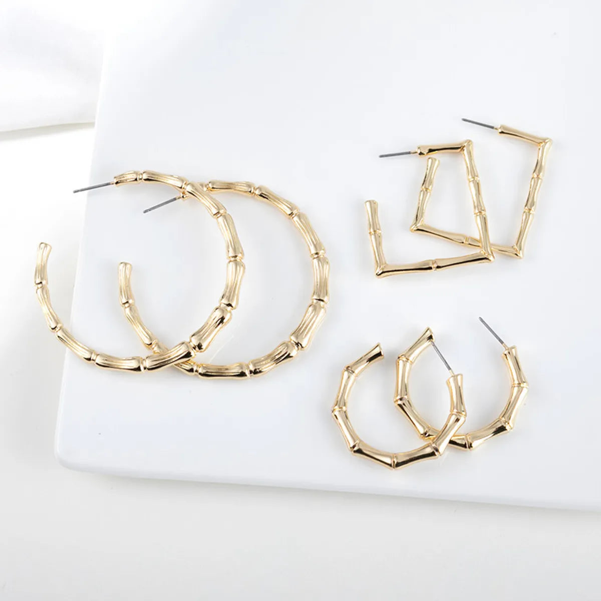 1 Pair Fashion Bamboo Alloy Plating Metal Women's Earrings