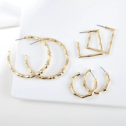 1 Pair Fashion Bamboo Alloy Plating Metal Women's Earrings