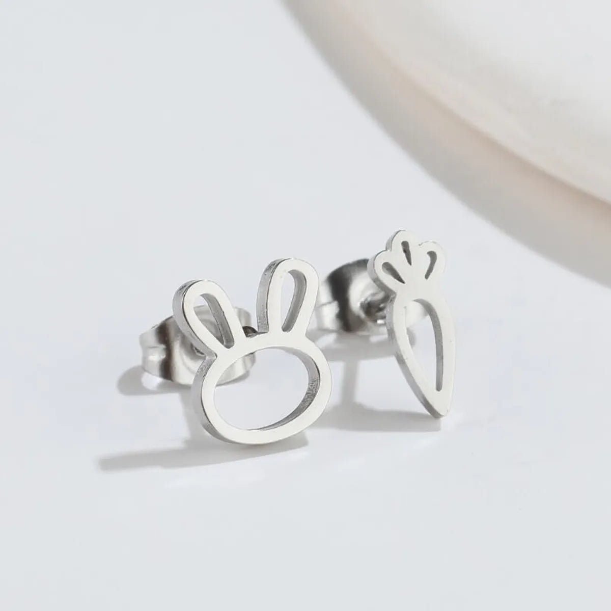 1 Pair Fashion Bunny Ears Titanium Steel Ear Studs