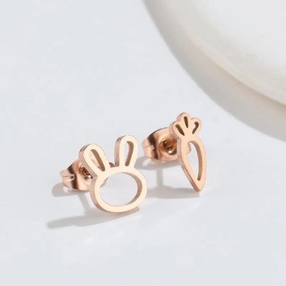 1 Pair Fashion Bunny Ears Titanium Steel Ear Studs